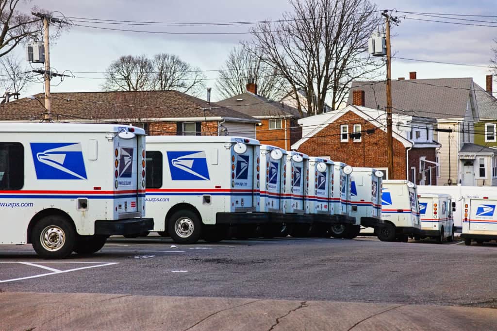 USPS vans shipping trucks