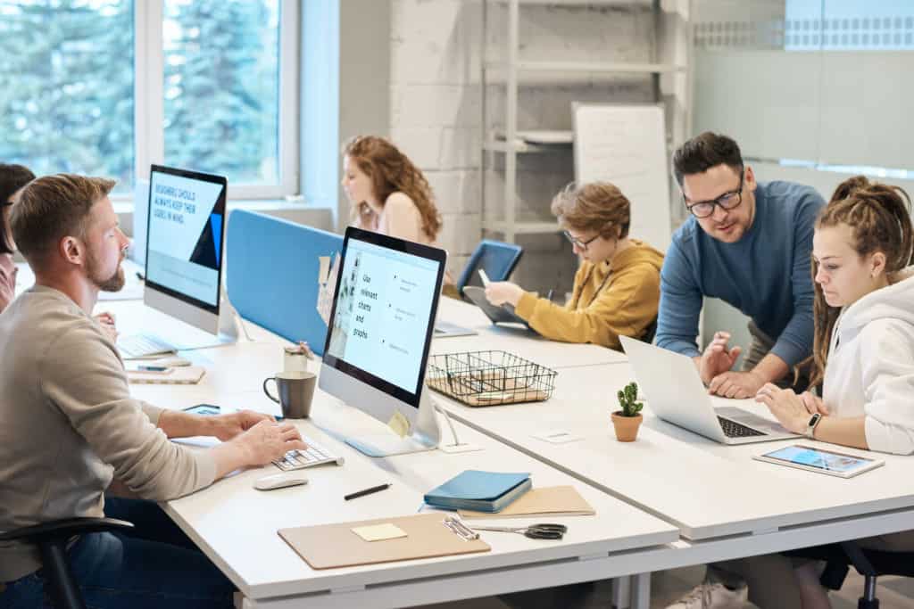 employees working in the workplace on computers