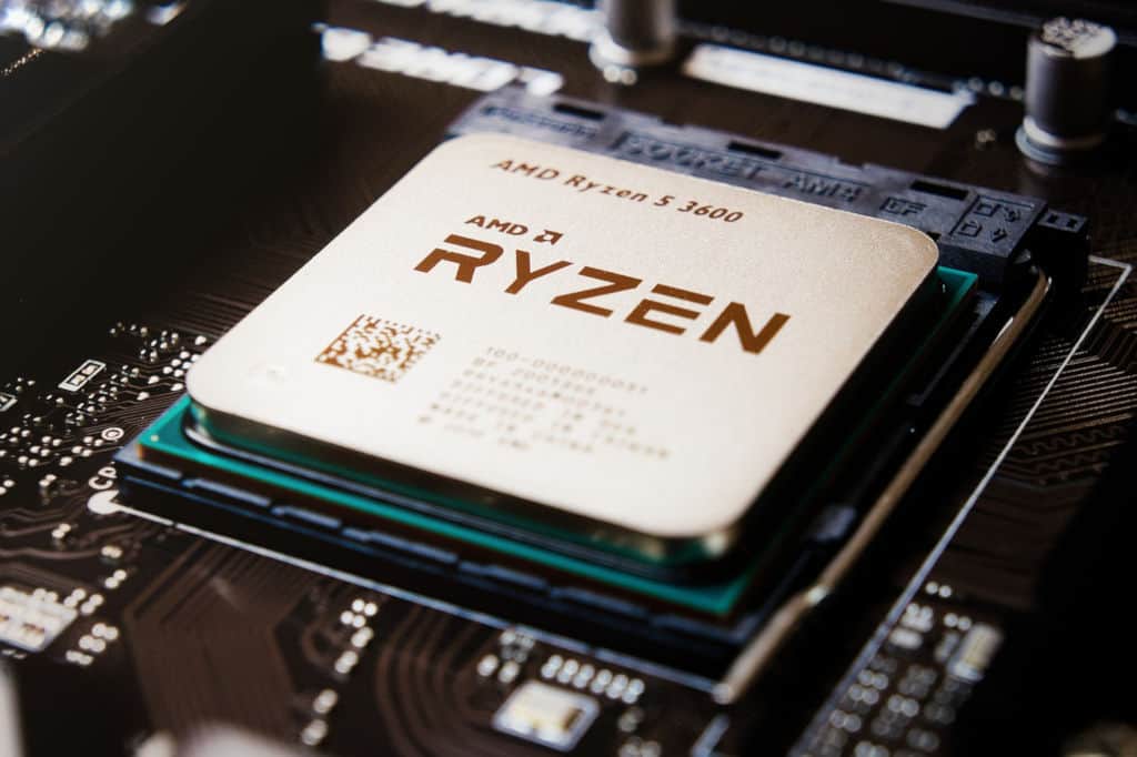 close up of Ryzen 5 3600 CPU