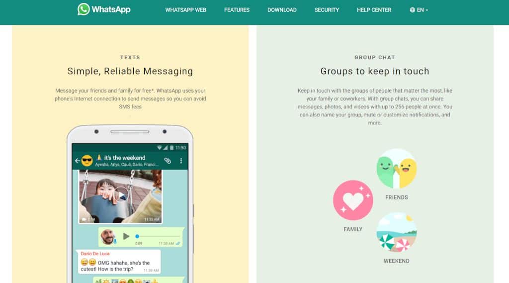 WhatsApp for secure group chats