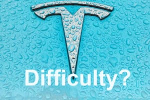 Tesla logo on a blue rain particles background_difficulty