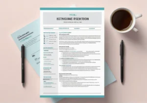 a resume template with a cup of coffee and a pen on top of it