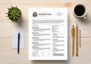 a resume template with a cup of coffee and a pen on top of it