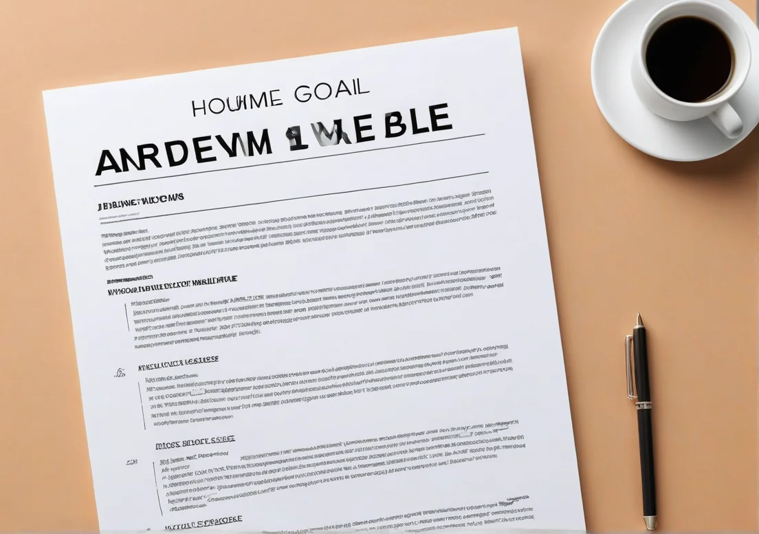 a resume on a desk next to a cup of coffee and a pen