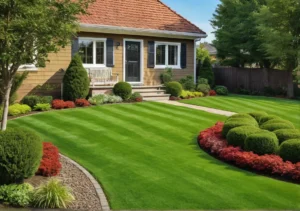 a lawn with landscaping and landscaping services in the suburbs of chicago, illinois